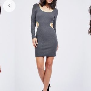 KAIA Collective Gray Side Cutout Dress Sweater Dress